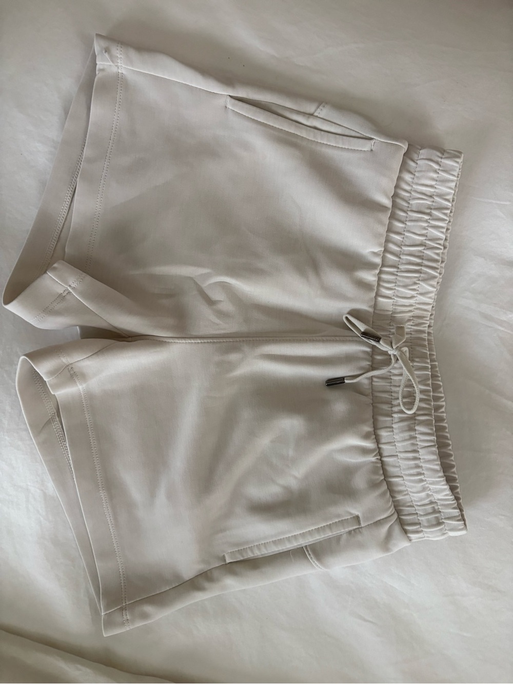 Women’s Athletic Drawstring Shorts in Cream
